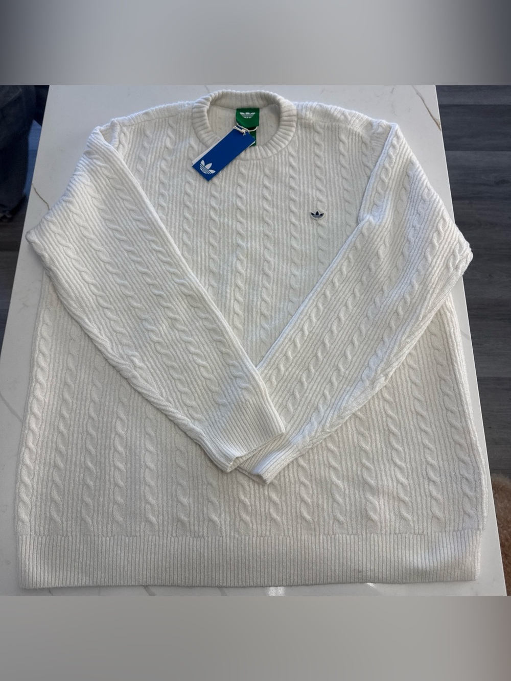ADIDAS Originals Cable Knit Sweater Chalk White Golf JN9740 Men's Size XL